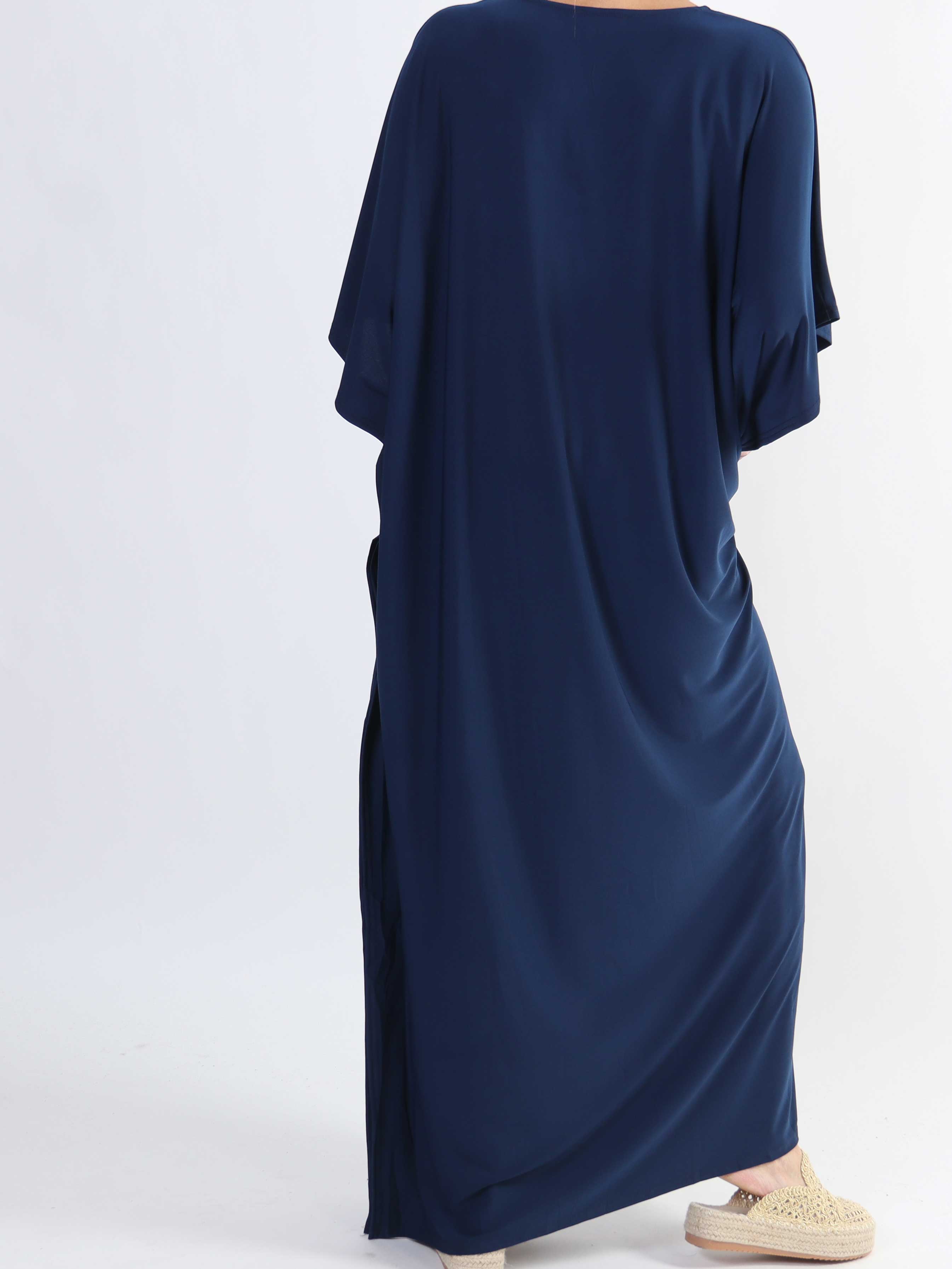 Azmina Plain Long - Ensfarvet elastisk plus size tunika